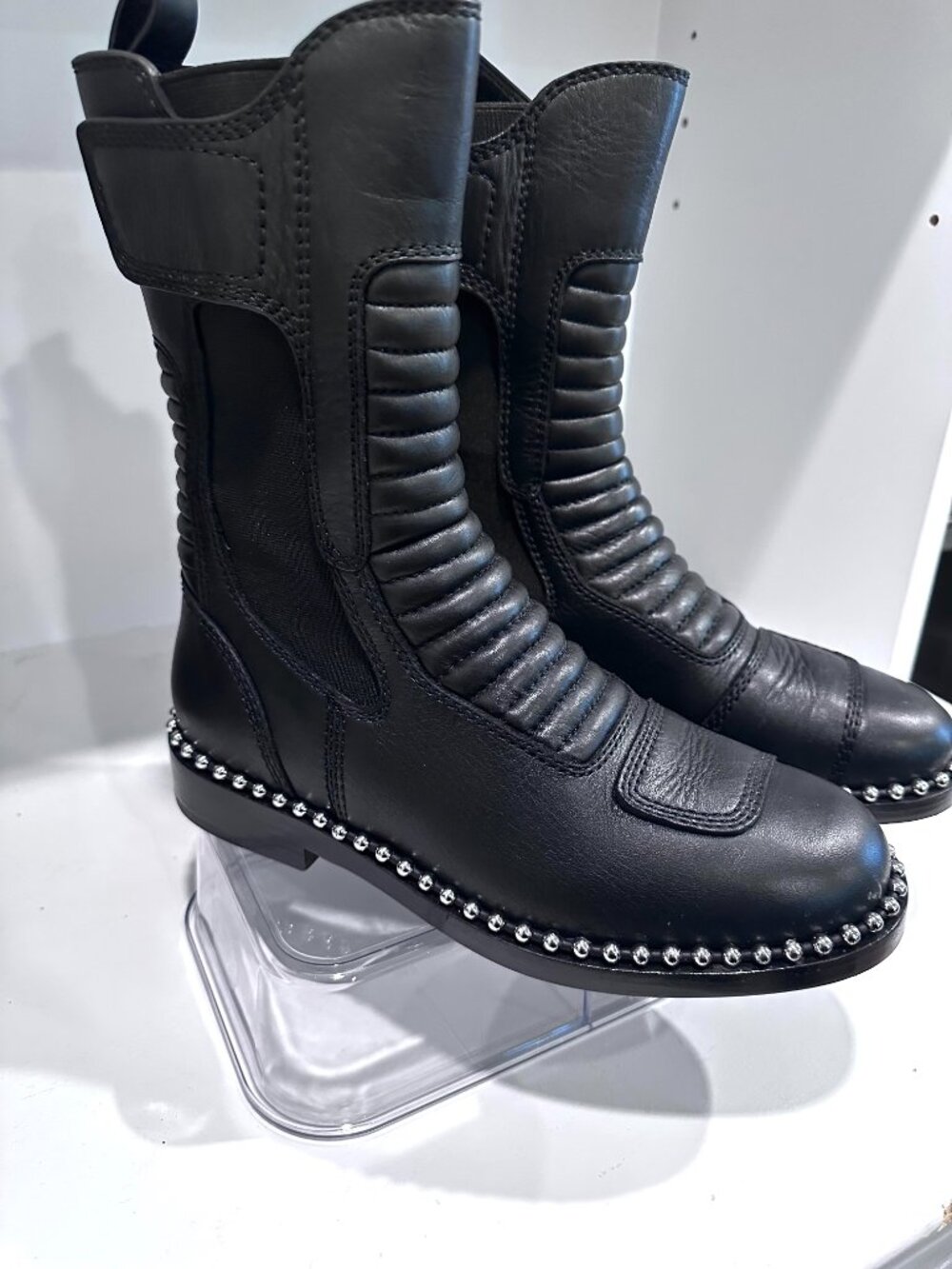 Brand New in Box Alexander Wang Black Leather Boots, Size 38 - Picture 2 of 14